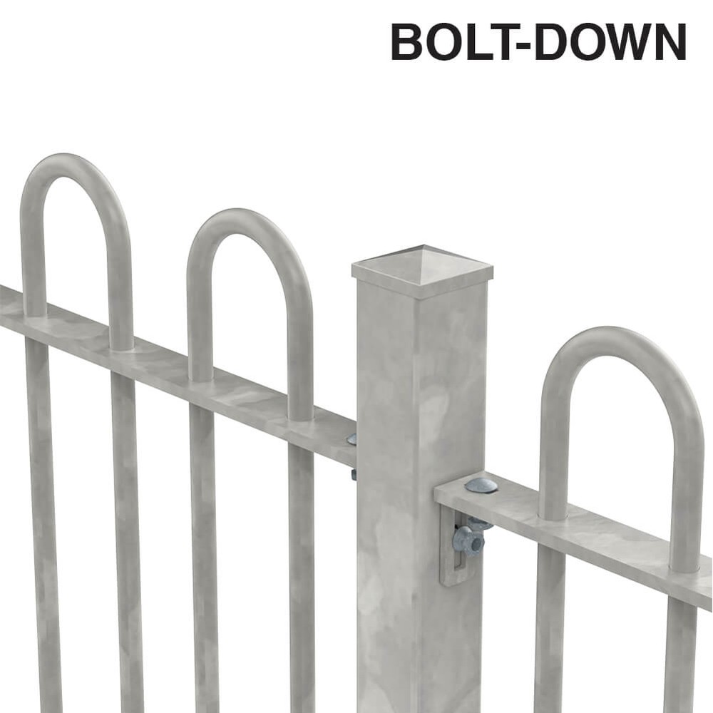 1800mm Bow Top Bolt Down Fence p/m 1800mm x 20mm Hollow Bars - PPC Black