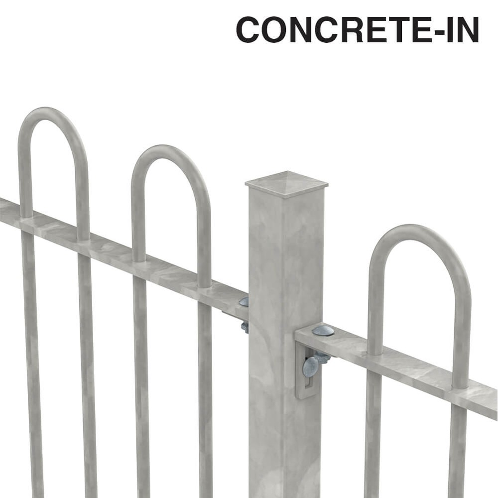 Galvanised Bow Top Concrete-in Fence 1500mm x 16mm Bars