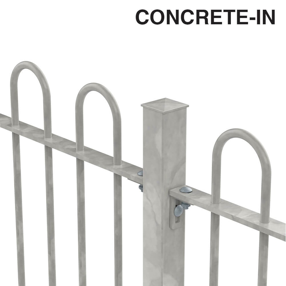 Galvanised Bow Top Concrete-in Fence 1800mm x 16mm Bars