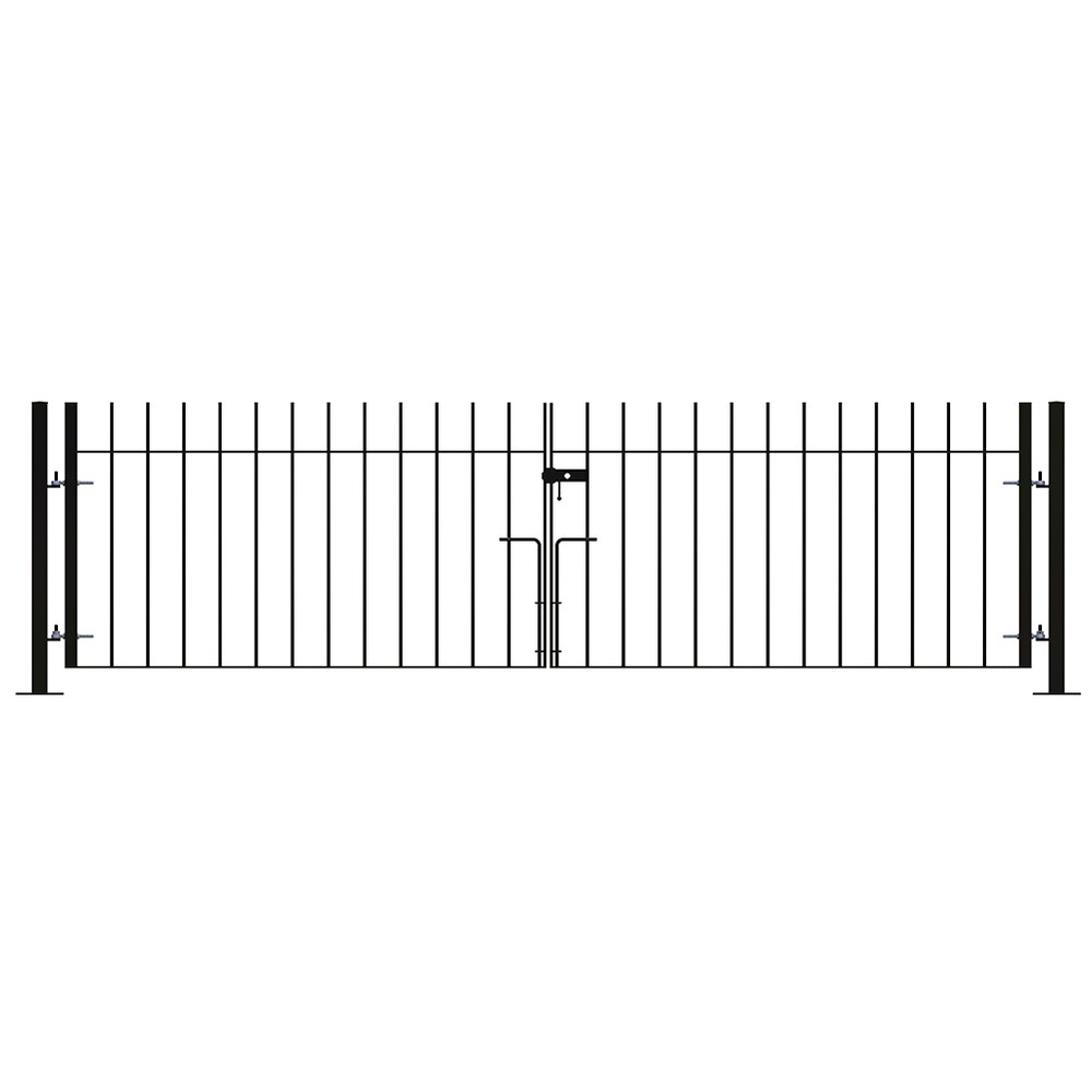 PPC Black Double Leaf Vertical Bar Gate H 1200 x W 3100 x 12mm Bar - Bolt down