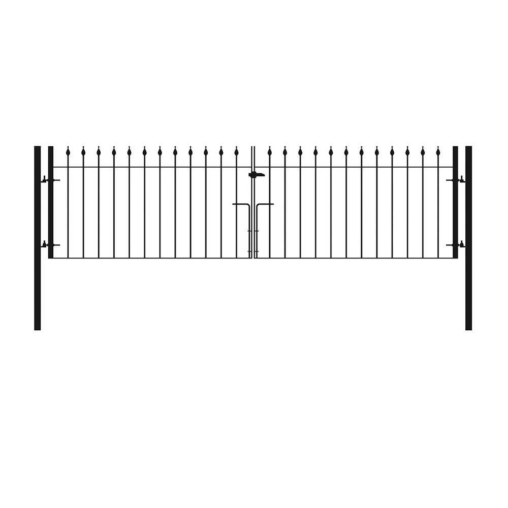 PPC Black Double Leaf Flame Gate H 1200 x W 3100 x 12mm Bar - Concrete In