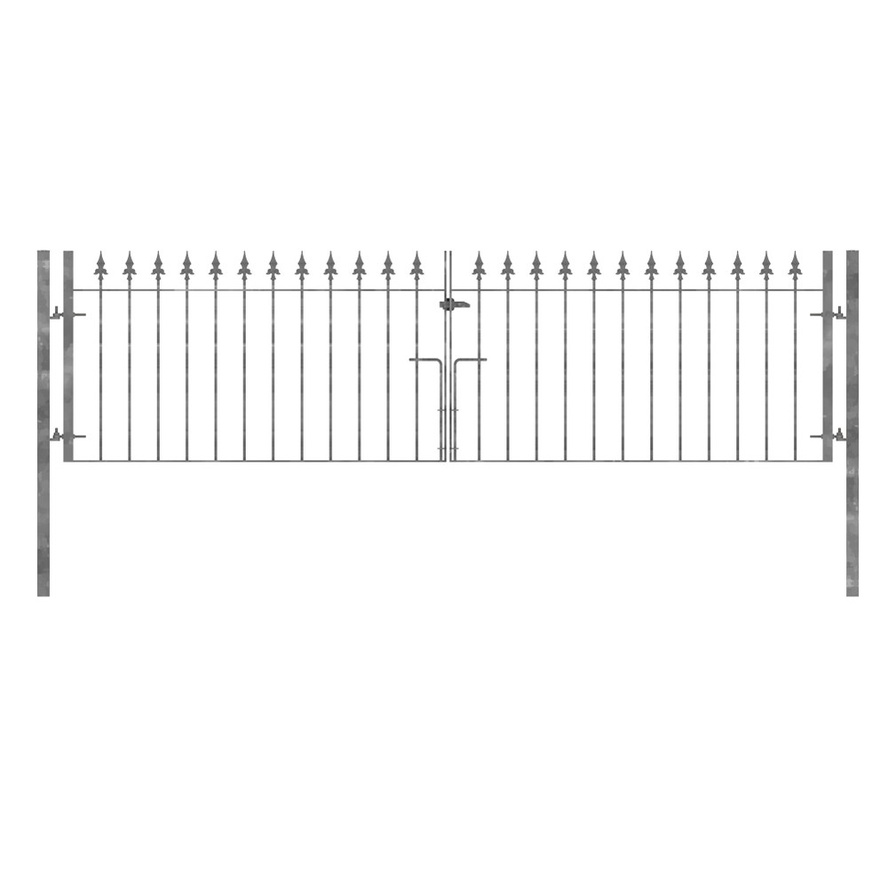 Galvanised Double Leaf Fleur de Lis Gate H 1200 x W 3100 x 12mm Bar - Concrete In