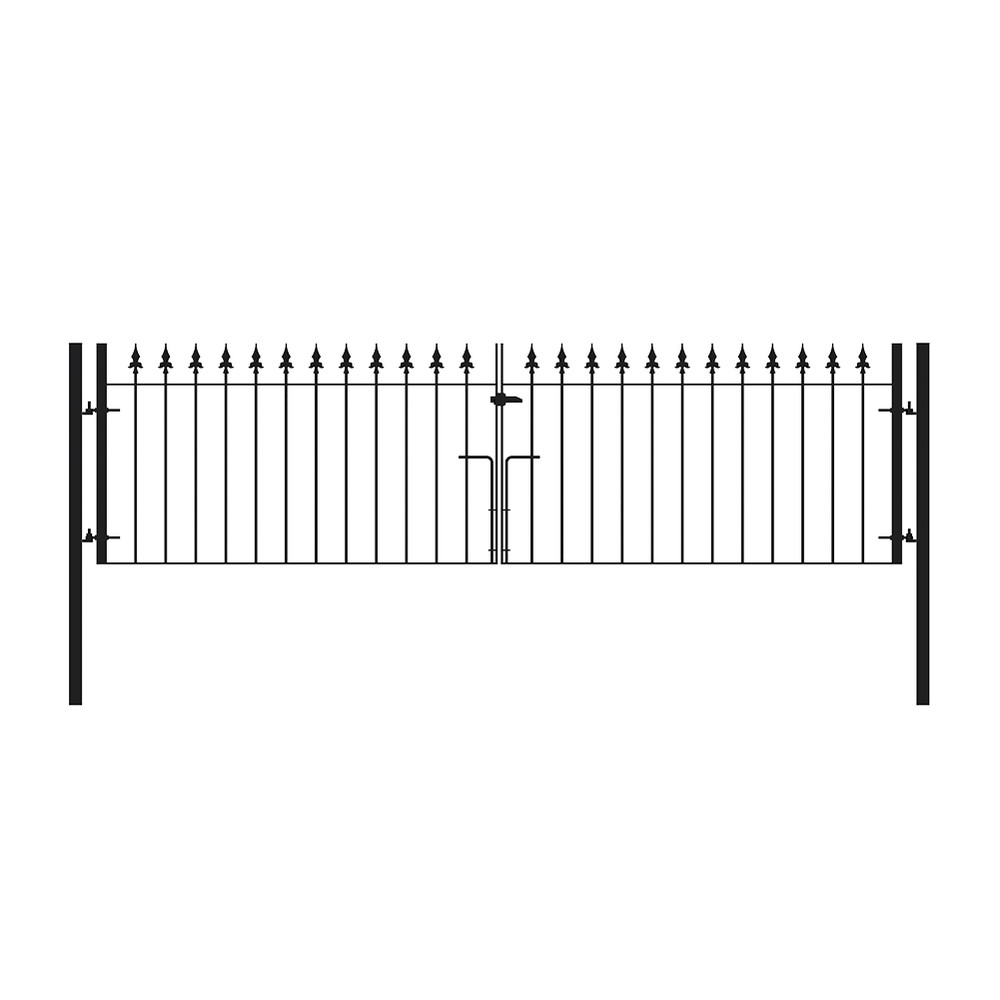 PPC Black Double Leaf Fleur de Lis Gate H 1200 x W 3100 x 12mm Bar - Concrete In