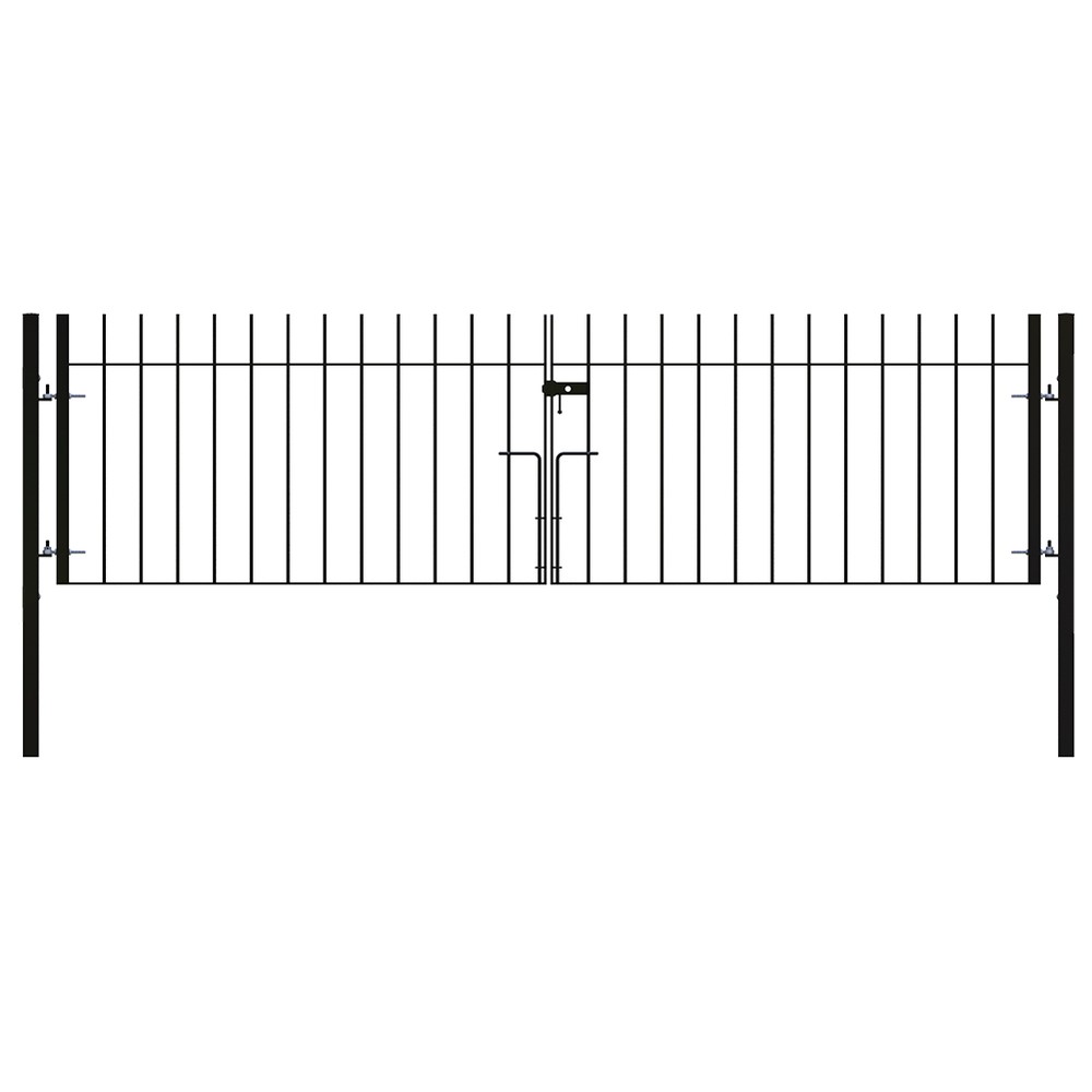 PPC Black Double Leaf Vertical Bar Gate H 900 x W 3100 x 12mm Bar - Concrete In
