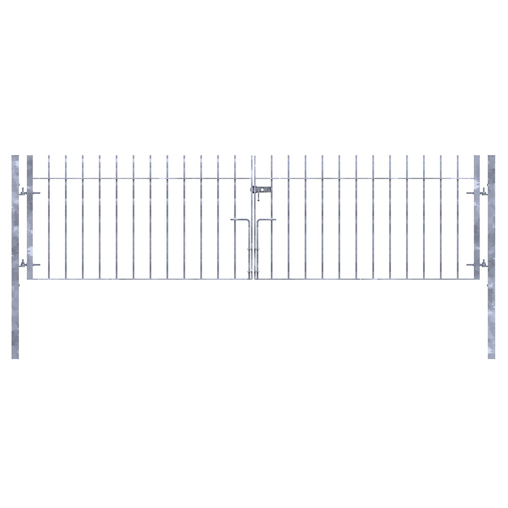 Galvanised Double Leaf Vertical Bar Gate H 1200 x W 3100 x 12mm Bar - Concrete In