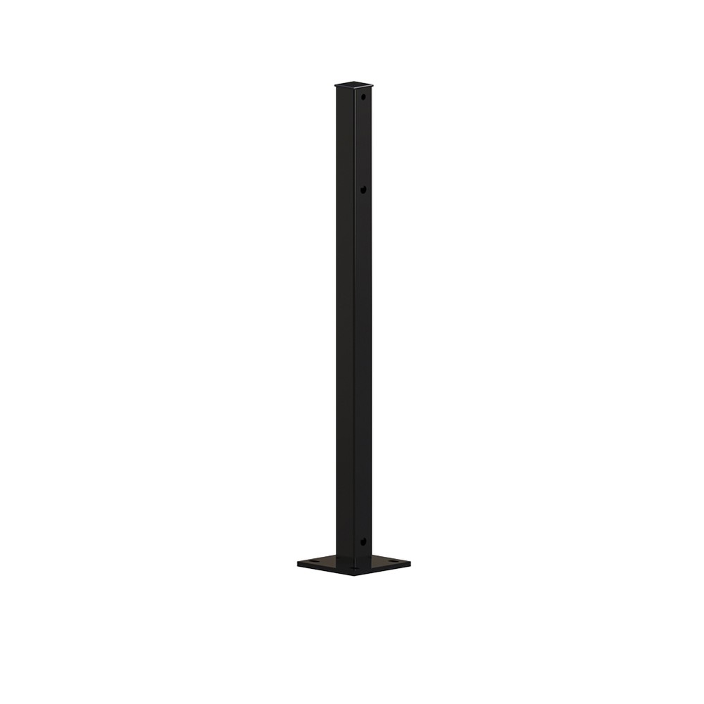HDG & PPC Black Fence Post For 900mm Panel Bolt Down - 50mm Box section
