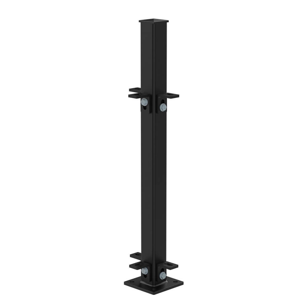 Black 540mm High Bolt Down 3-Way Post - Includes Cleats & Fittings