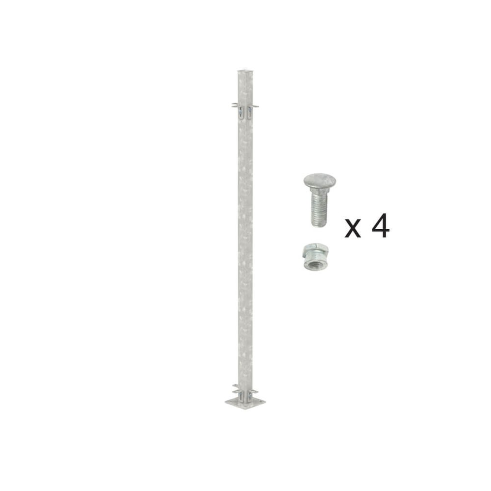 Galvanised 900mm High Bolt Down 3-Way Post - Includes Cleats & Fittings