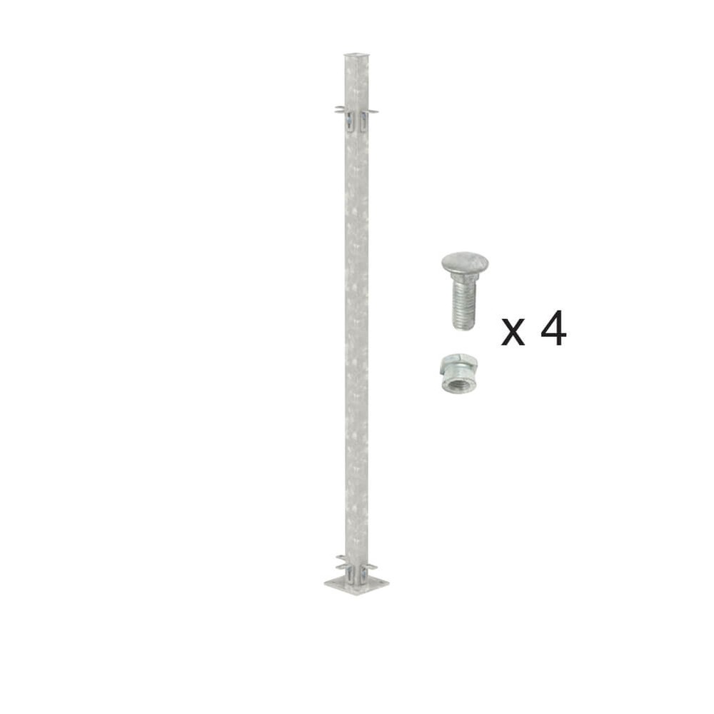 Galvanised 1500mm High Bolt Down 3-Way Post - 60x60 Includes Cleats & Fittings