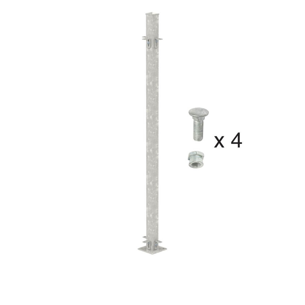 Galvanised 1800mm High Bolt Down 3-Way Post - 70x70 Includes Cleats & Fixings
