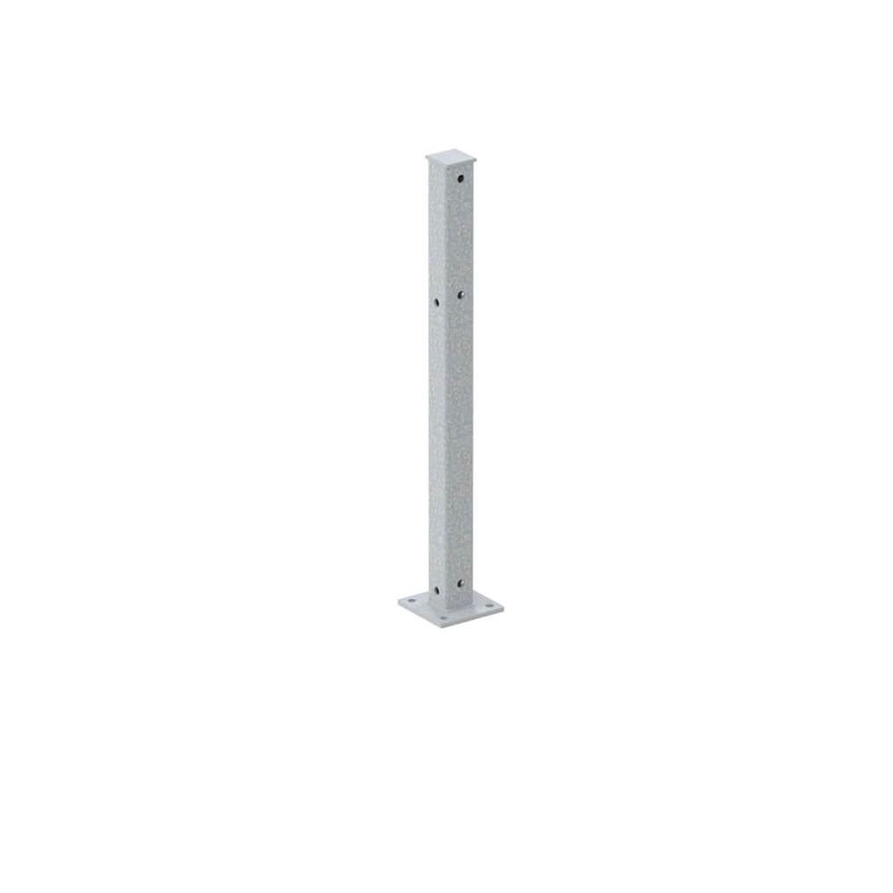 Galvanised Corner Post for 500mm Panel - 40 x 10mm Box Section - Bolt Down