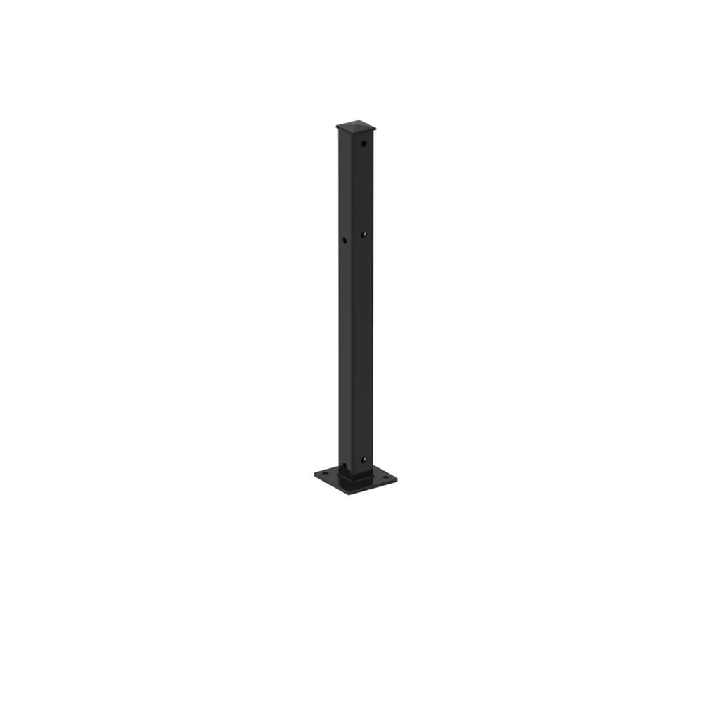 PPC Black Corner Post for 500mm Panel - 40 x 10mm Box Section - Bolt Down