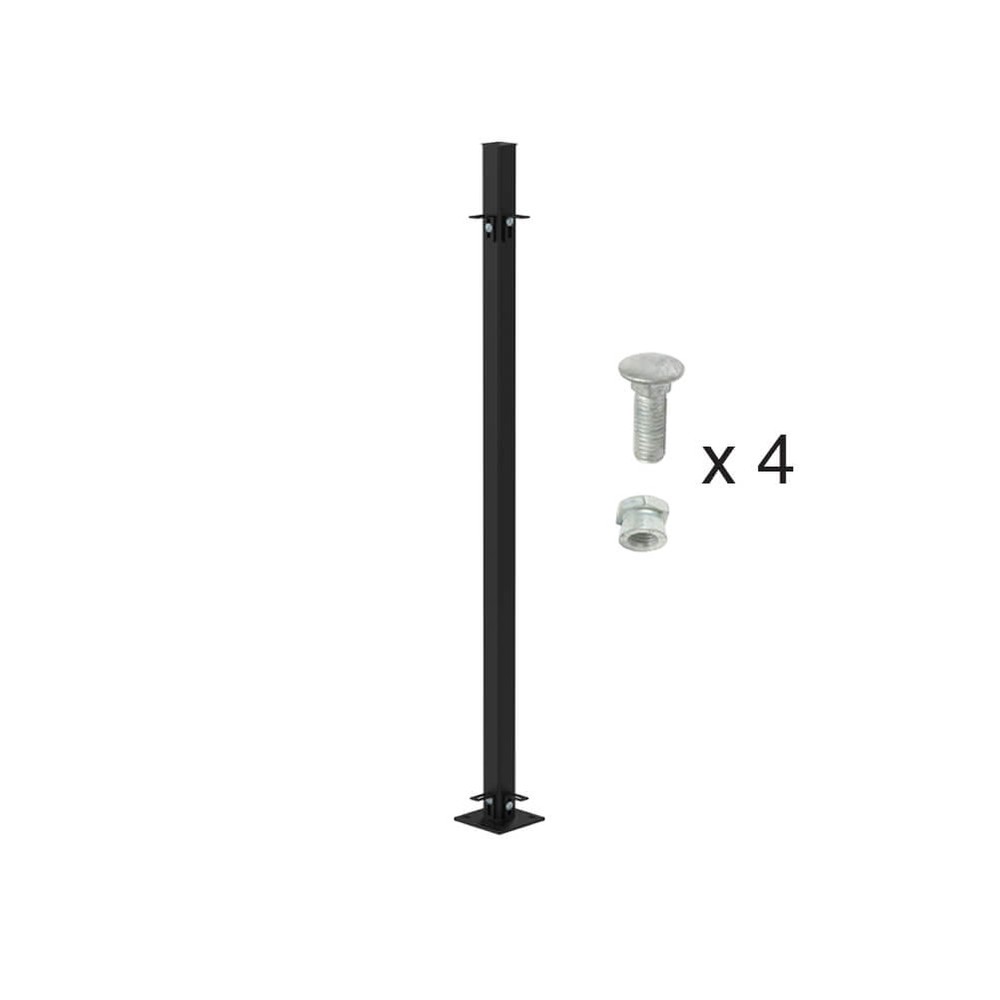 PPC Black 900mm High Bolt Down Corner Post - No Cleats & Fittings