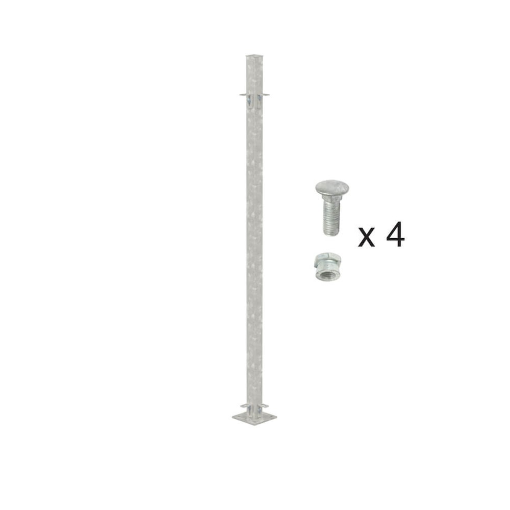 Galvanised 1200mm High Bolt Down Corner Post - Includes Cleats & Fittings