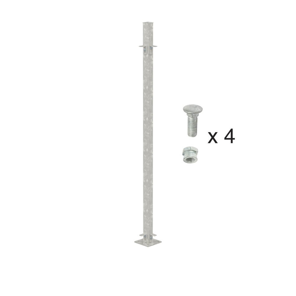 Galvanised 1500mm High Bolt Down Corner Post - Includes Cleats & Fittings