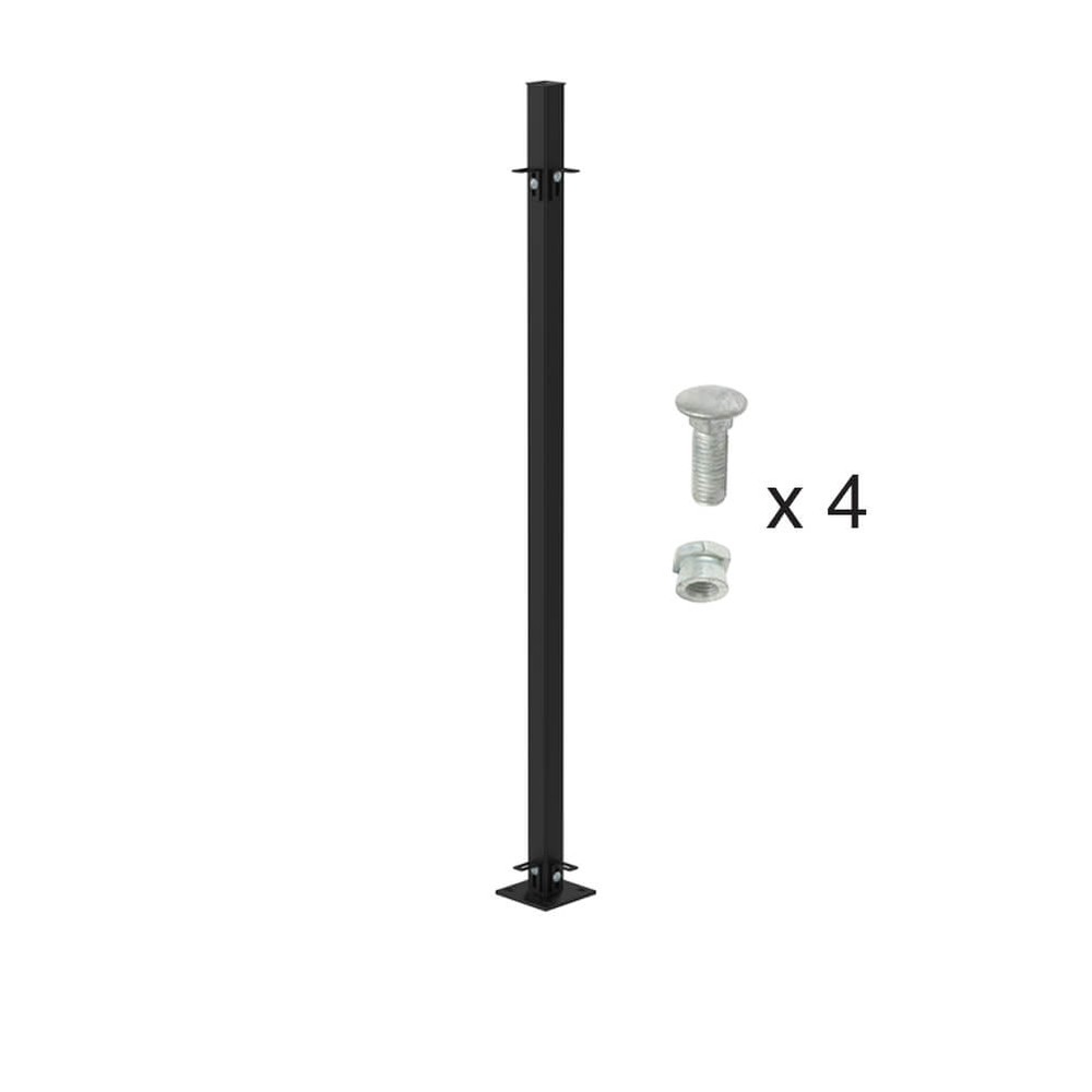 PPC Black 1500mm High Bolt Down Corner Post - Includes Cleats & Fittings