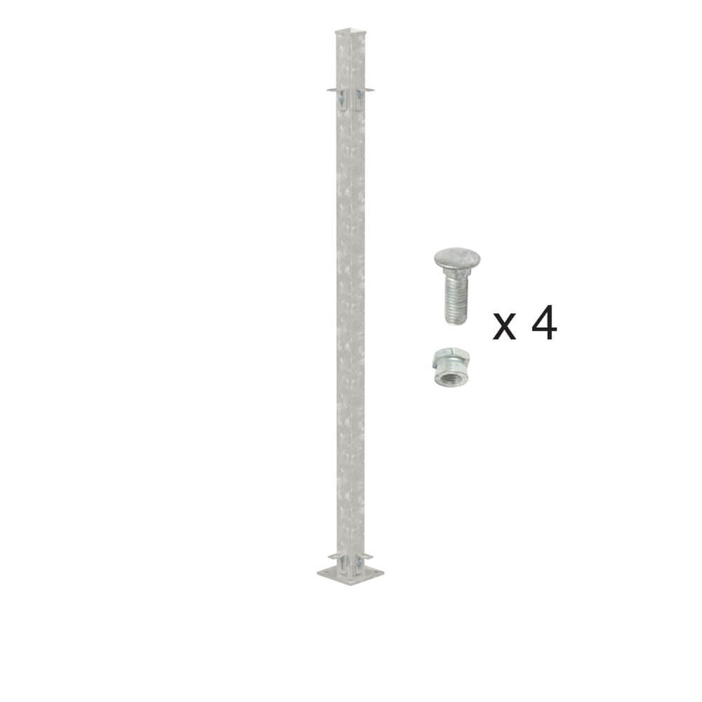 Galvanised 1800mm High Bolt Down Corner Post - Includes Cleats & Fittings