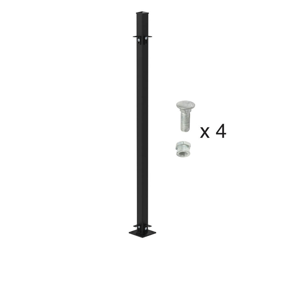 PPC Black 1800mm High Bolt Down Corner Post - Includes Cleats & Fittings