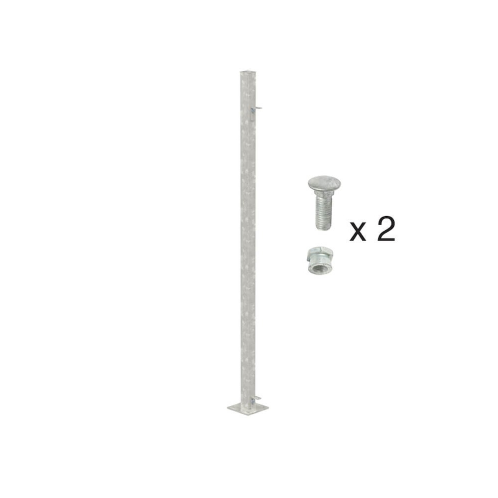 Galvanised End Post For 900mm Panel Bolt Down 50mm Box section