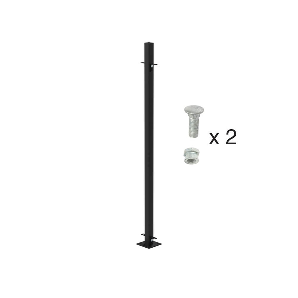 PPC Black 900mm High Bolt Down Mid Post - Black - Includes Cleats & Fittings