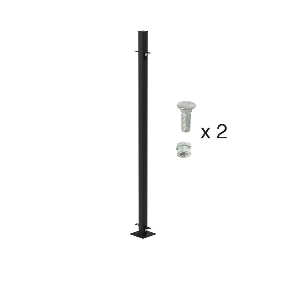 PPC Black 1200mm High Bolt Down Mid Post - Includes Cleats & Fittings