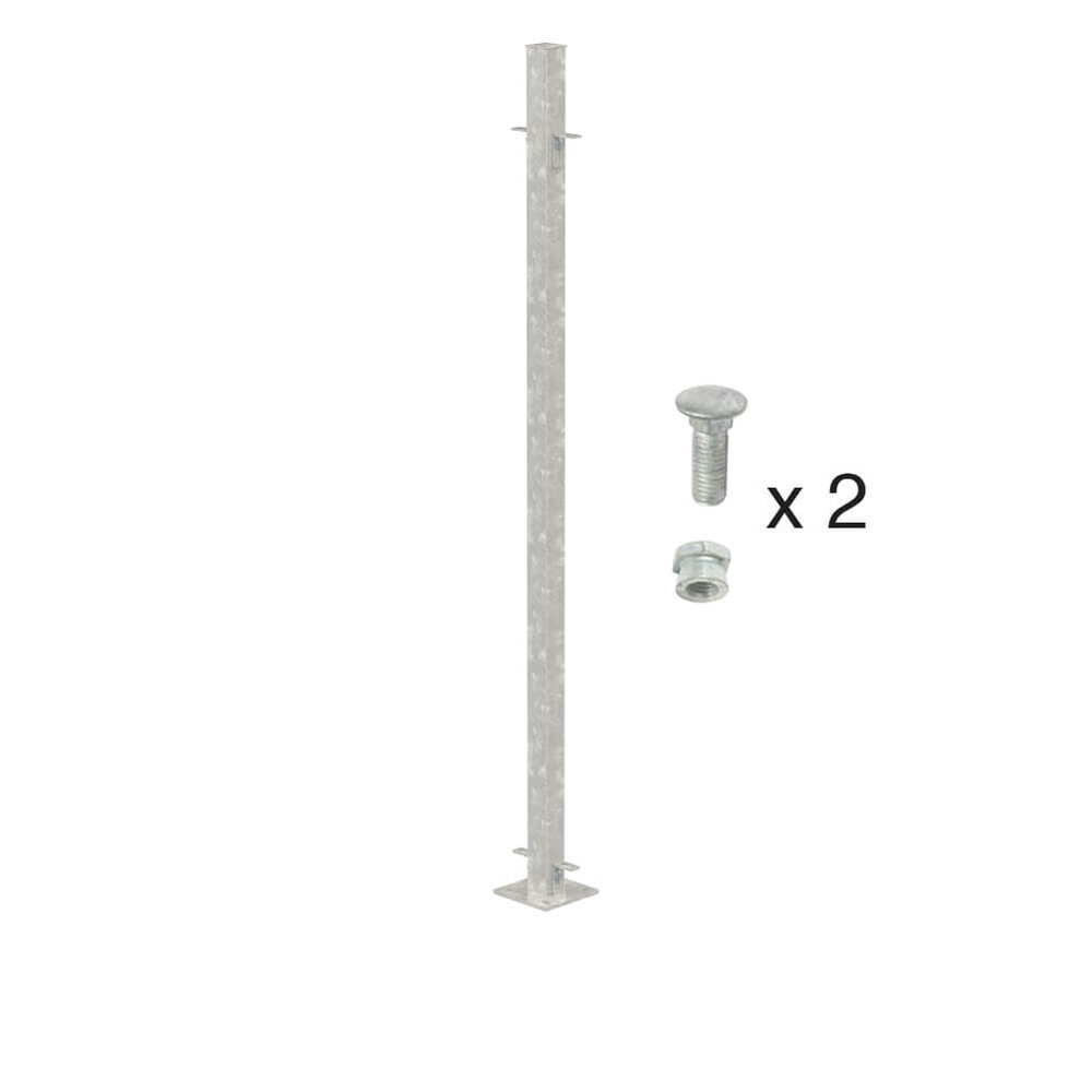 Galvanised 1800mm High Bolt Down Mid Post - 60x60mm - Includes Cleats & Fittings