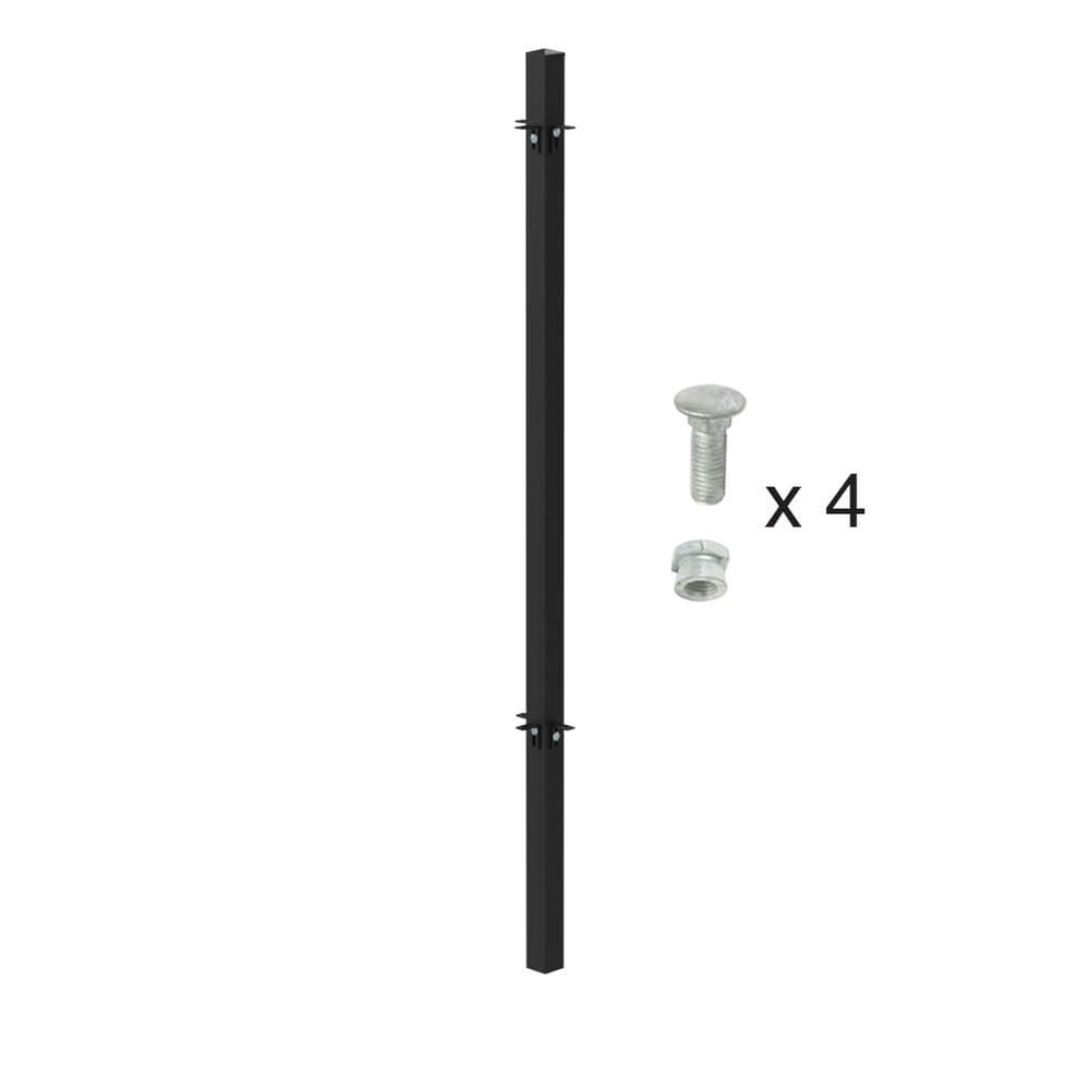 PPC Black 1800mm High Bolt Down 3-Way Post - 70x70 Includes Cleats & Fittings