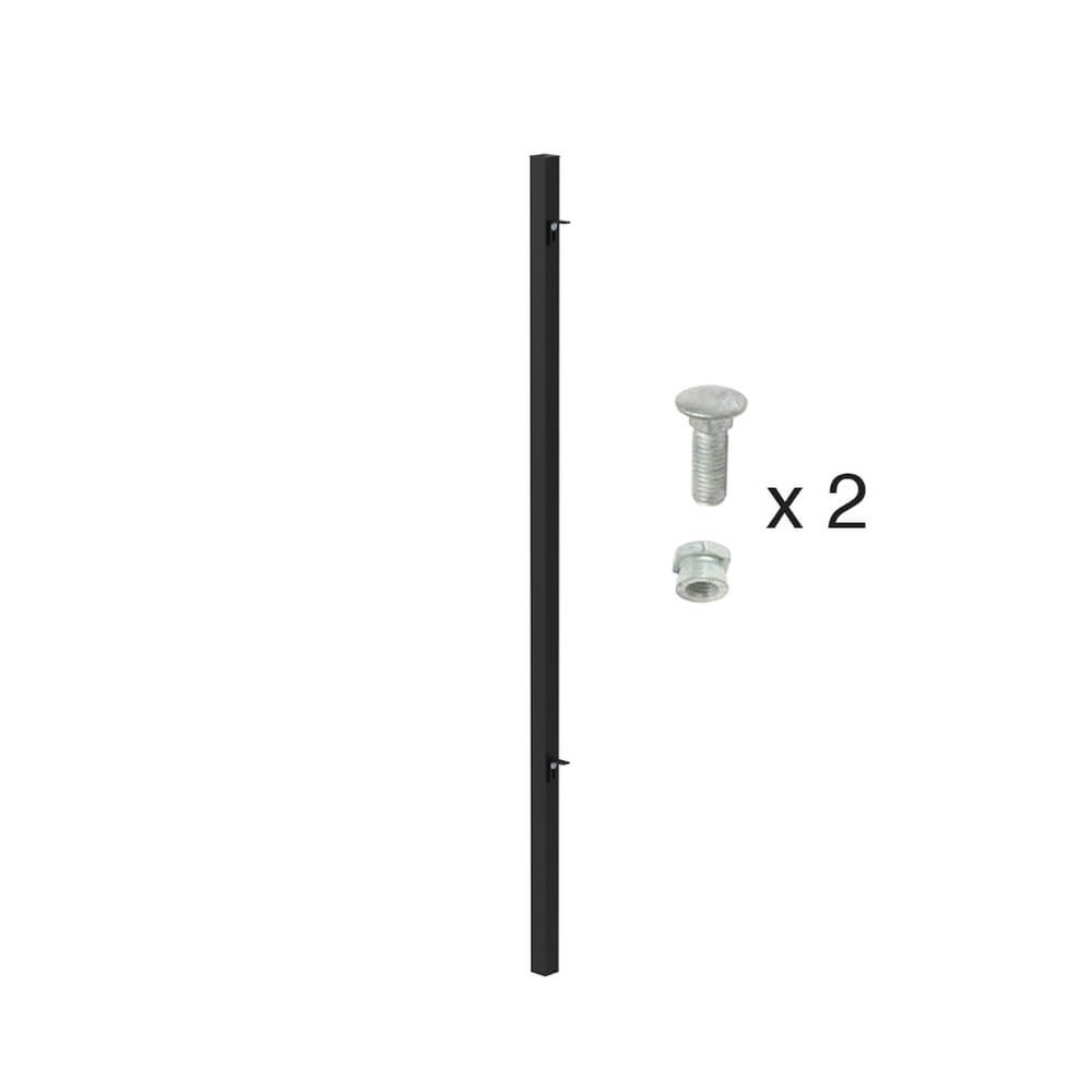 HDG & PPC Black End Post For 900mm Panel Concrete-in 50mm Box Section