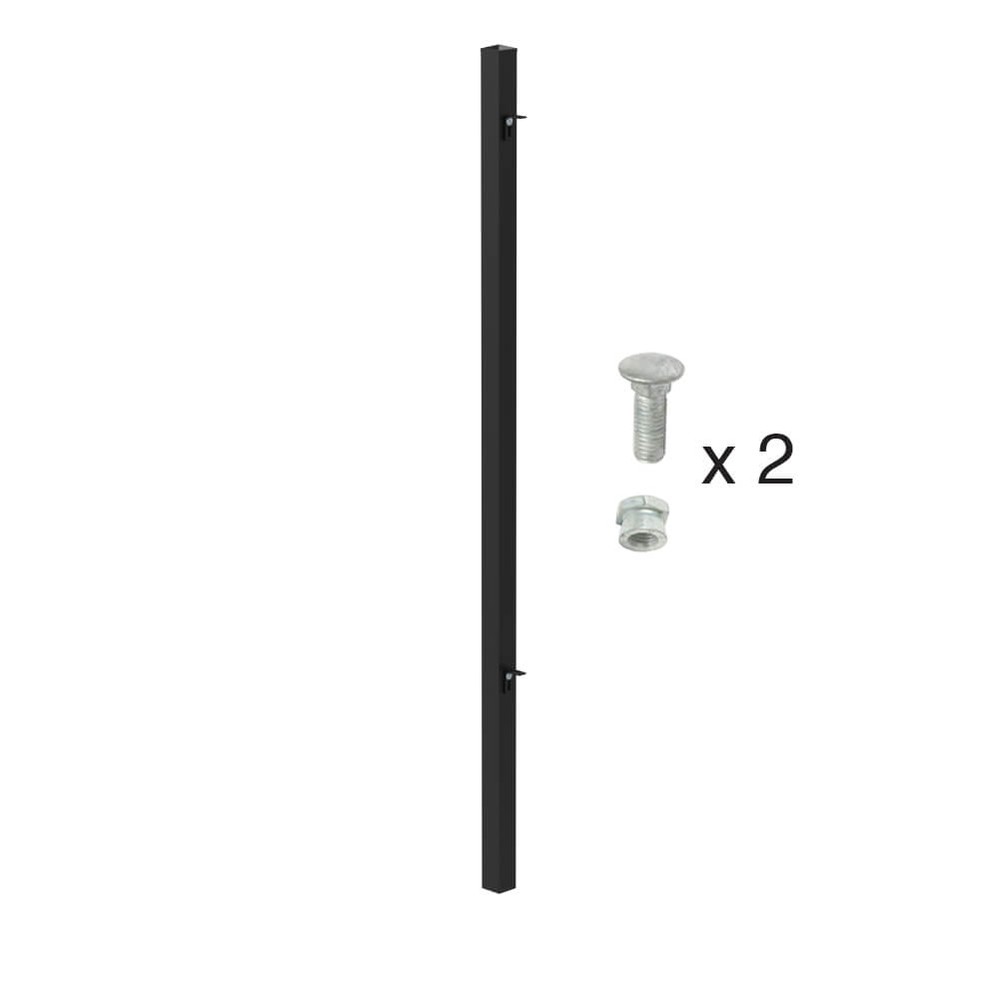 PPC Black End Post for 1800mm Panel - 70mm Box Section - Concrete In