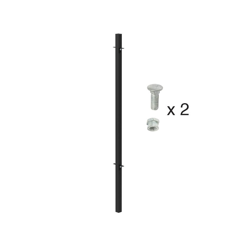 PPC Black 900mm High Concrete In Mid Post - Includes Cleats & Fittings