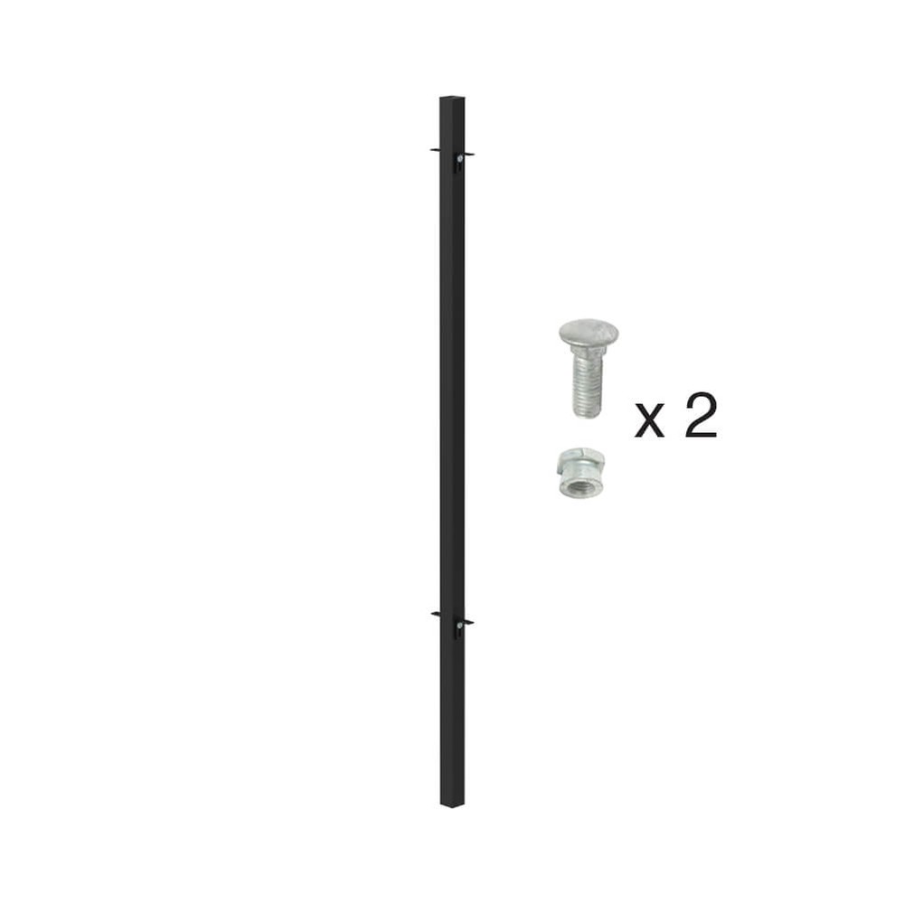 PPC Black 1200mm High Concrete In Mid Post - Includes Cleats & Fittings