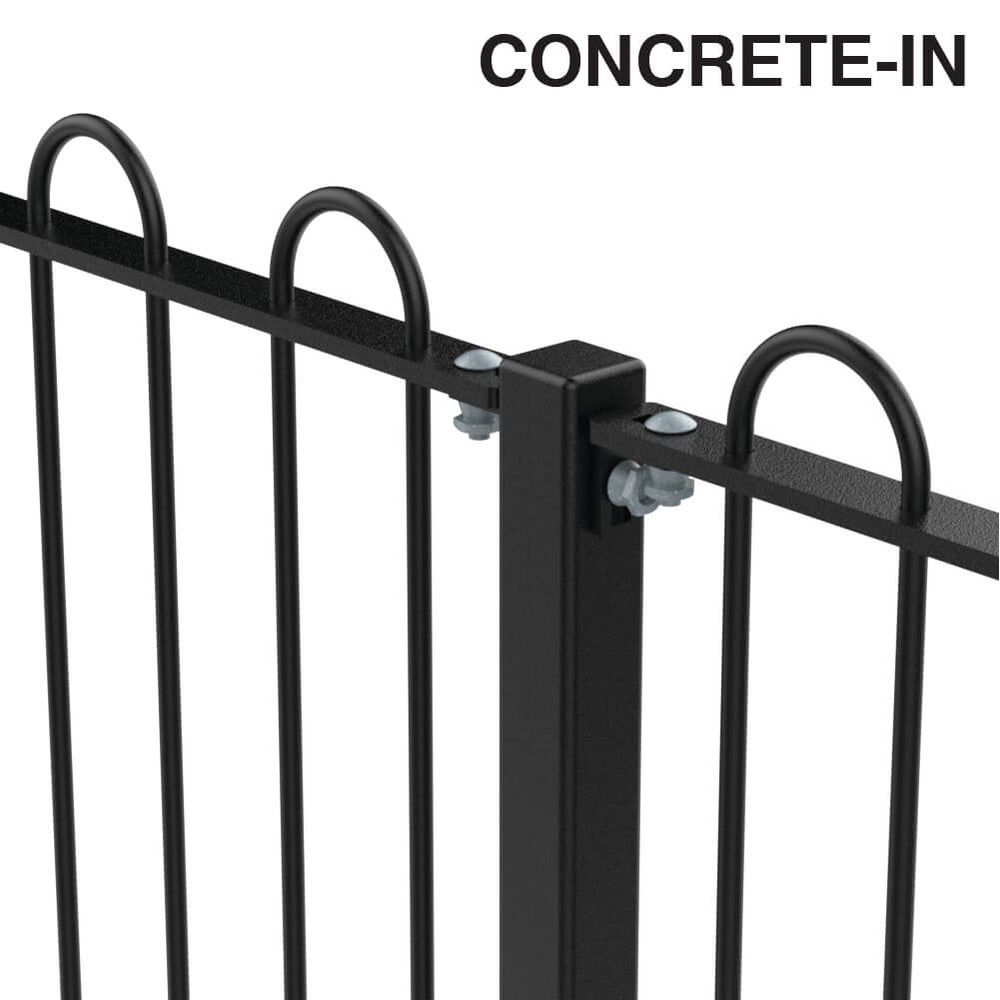 PPC Black ROSPA Bow Top Concrete In Fence 1200mm x 12mm Bar - p/m