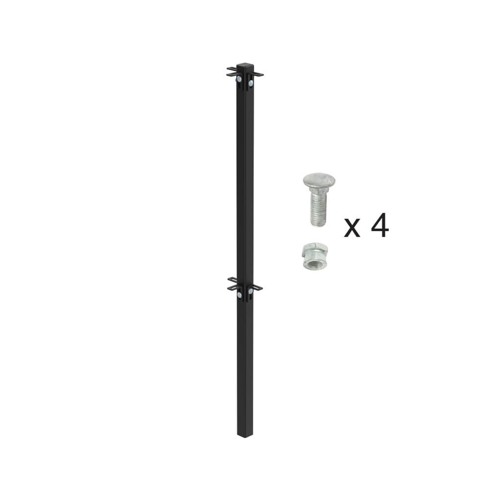 PPC Black 1000mm High ROSPA Concrete In 3-Way Post Includes Cleats & Fittings