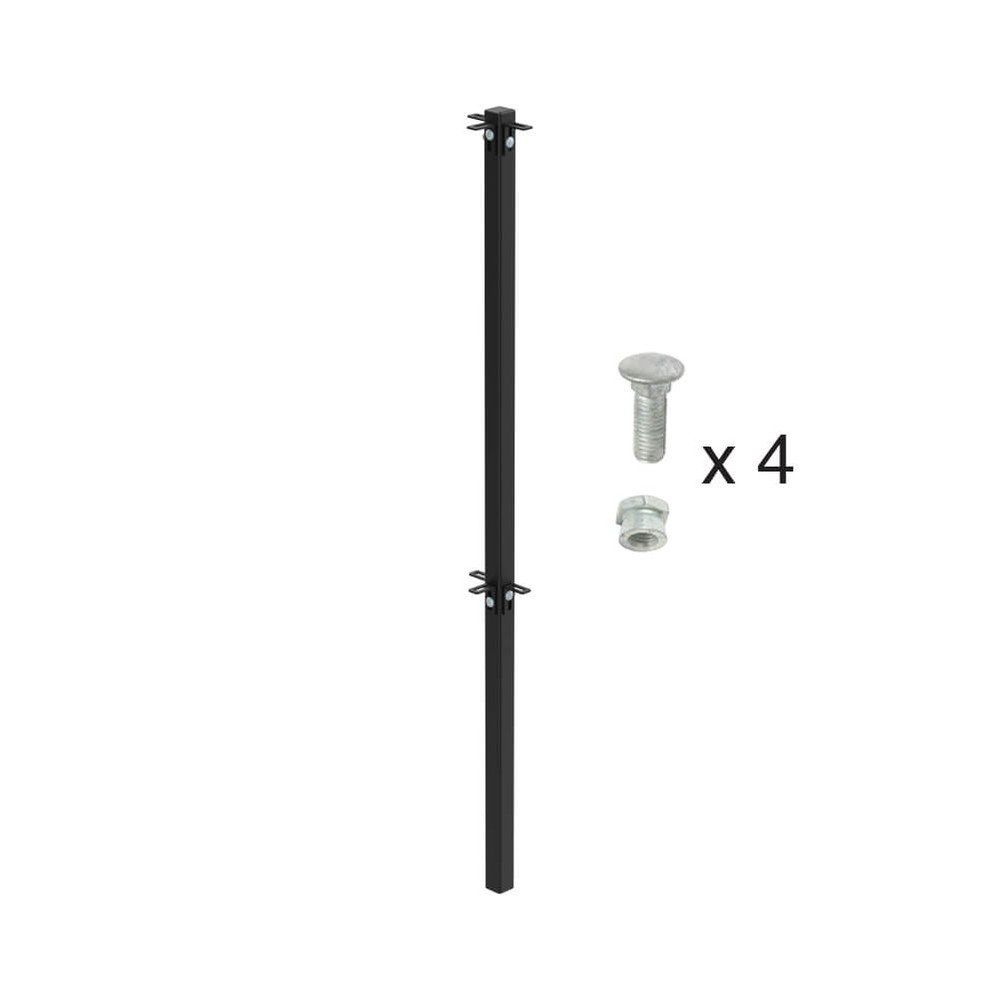 PPC Black 1200mm High ROSPA Concrete In 3-Way Post Includes Cleats & Fittings