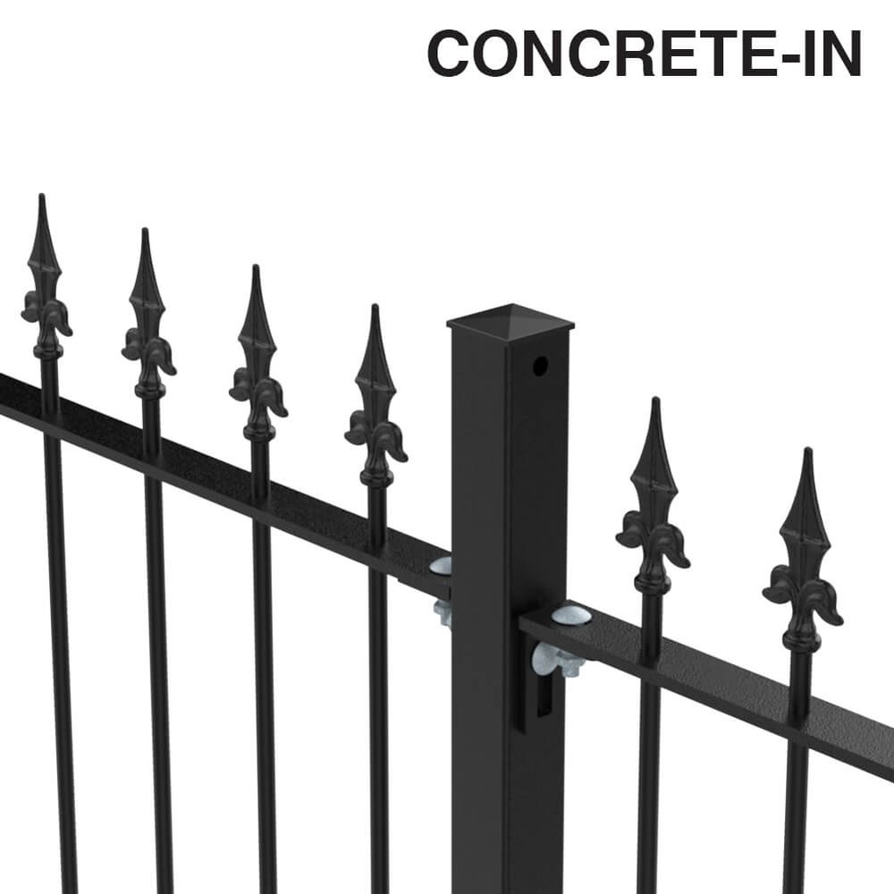 Powder Coated Black Fleur De Lis Panel H 1200 x 12mm Bars - Concrete In