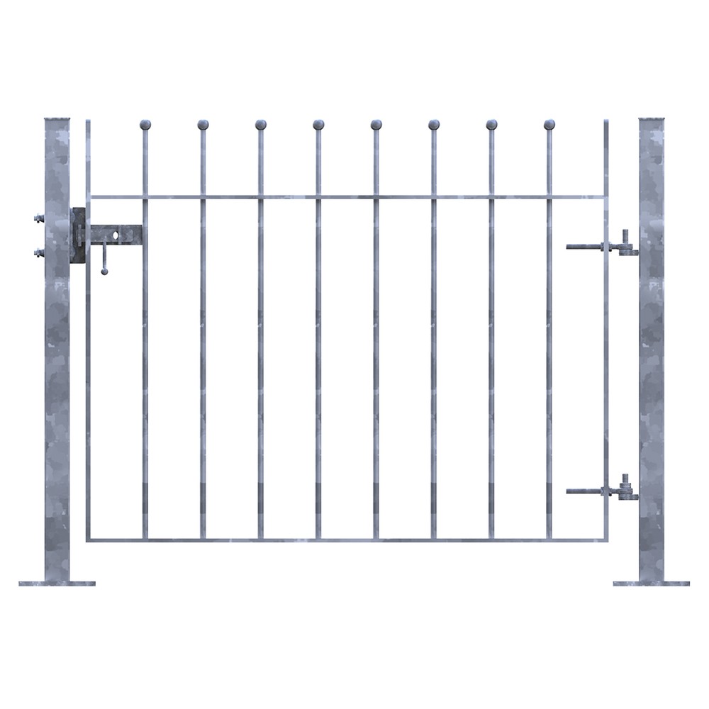 Galvanised Single Leaf Sphere Top Gate H 900 x W 1100 x 12mm Bar - Bolt Down