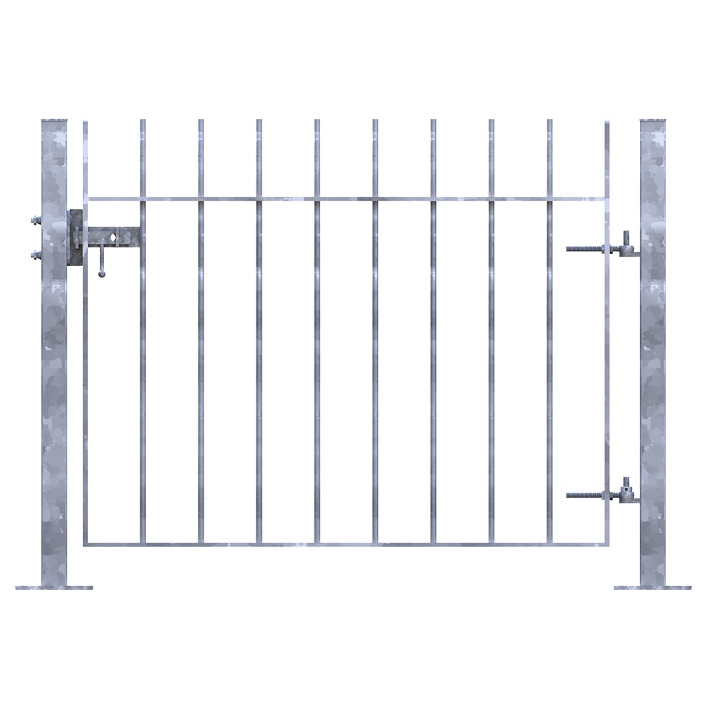 Galvanised Single Leaf Vertical Bar Gate H 900 x W 1100 x 12mm Bar - Bolt Down