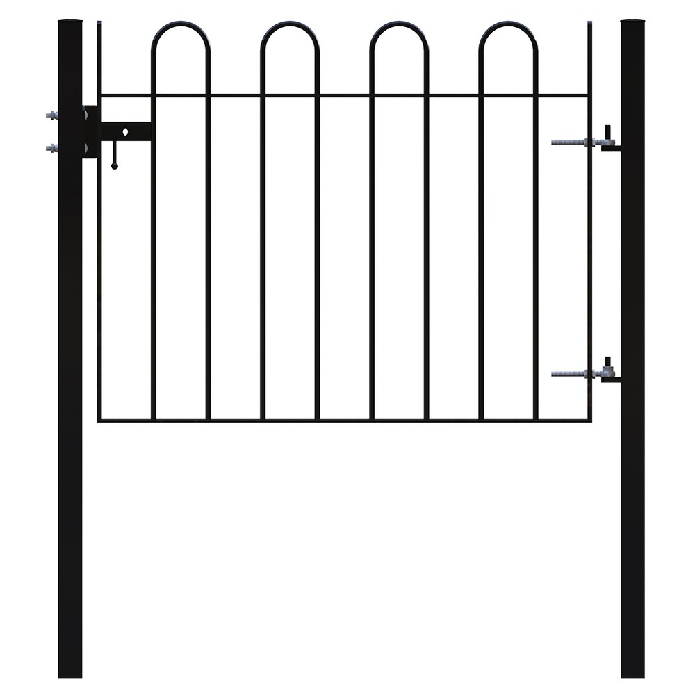 HDG + Black PPC Single Leaf Concrete-in Gate 12 x 900mm c/w Posts & Fittings