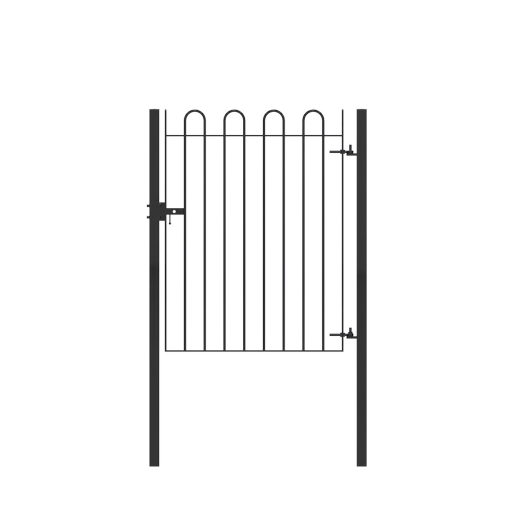 HDG + Black PPC Single Leaf Concrete-in Gate 16x1500mm c/w Posts & Fittings