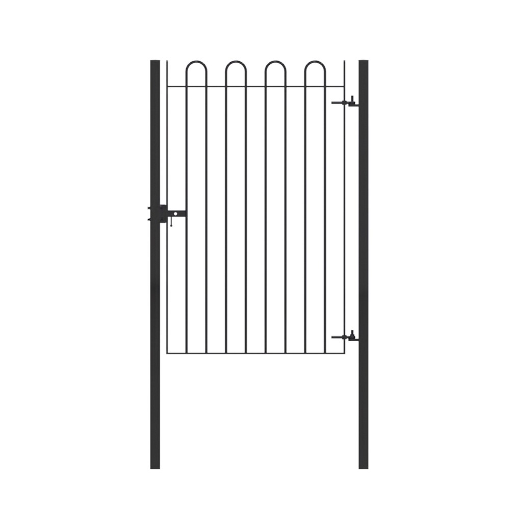 HDG + Black PPC Single Leaf Concrete-in Gate 16x1800mm c/w Posts & Fittings