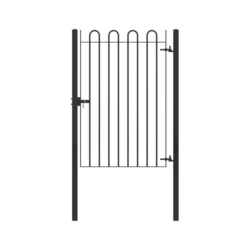HDG + Black PPC Single Leaf Concrete-in Gate 20x1800mm c/w Posts & Fittings