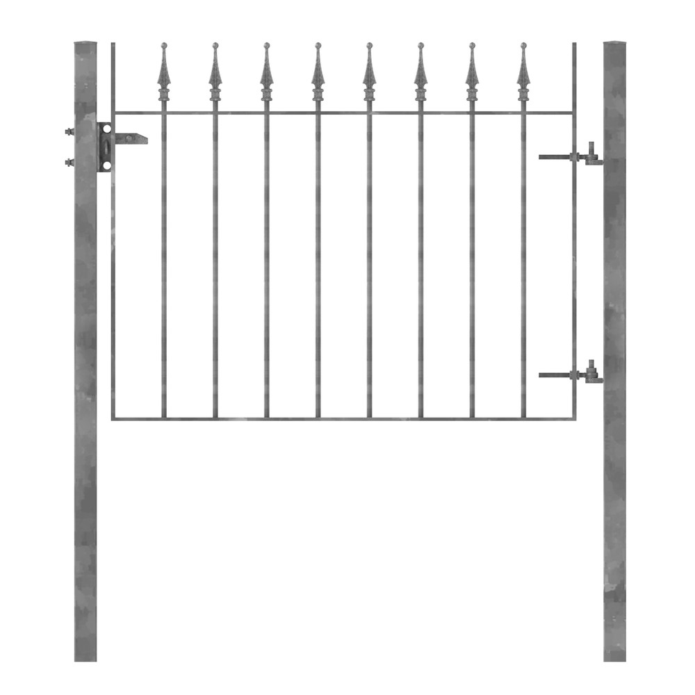 Galvanised Single Leaf Forest Gate H 1200 x W 1100 x 12mm Bar - Concrete In