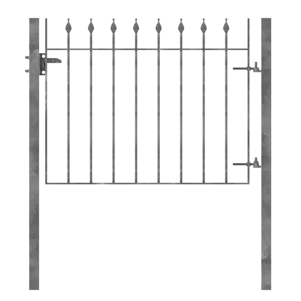 Galvanised Single Leaf Flame Gate H 1200 x W 1100 x 12mm Bar - Concrete In