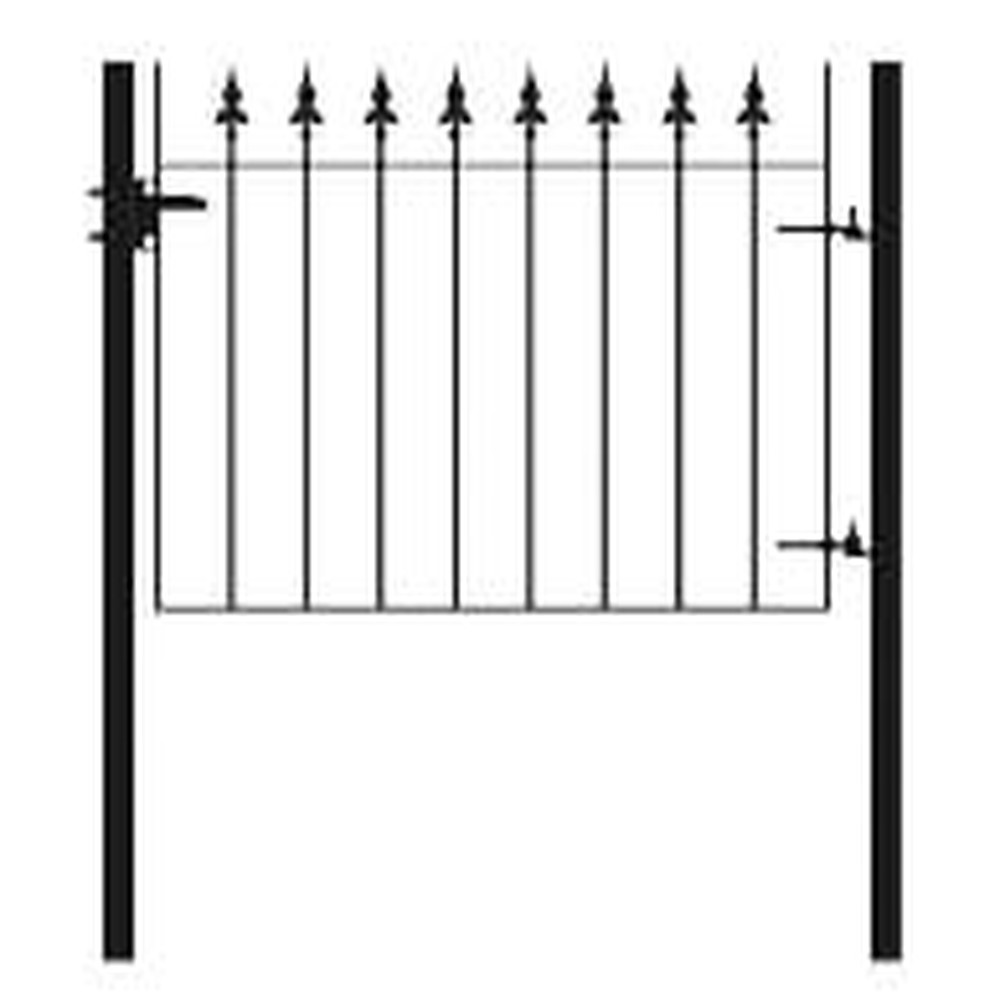 Powder Coated Black Single Leaf Fleur de Lis Gate H 1200 x W 1100 x 12mm Bar - Concrete In