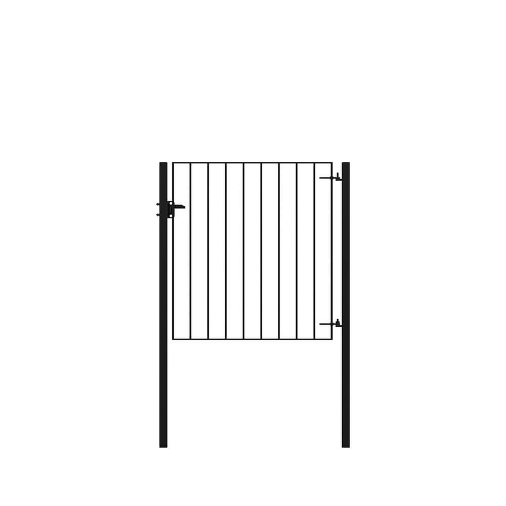 Single leaf Gate - Smooth Top - 1.2 x 1M HDG + Black Powder Coated
