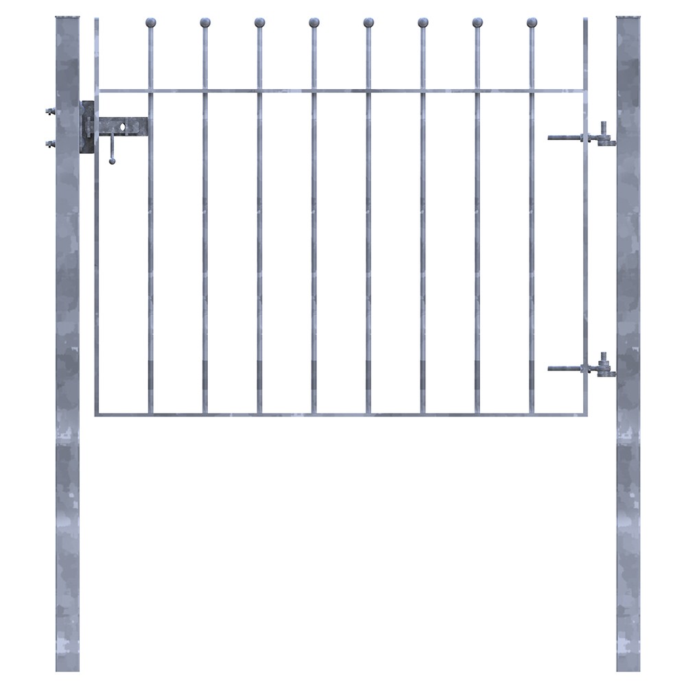 Galvanised Single Leaf Sphere Top Gate H 900 x W 1100 x 12mm Bar - Concrete In