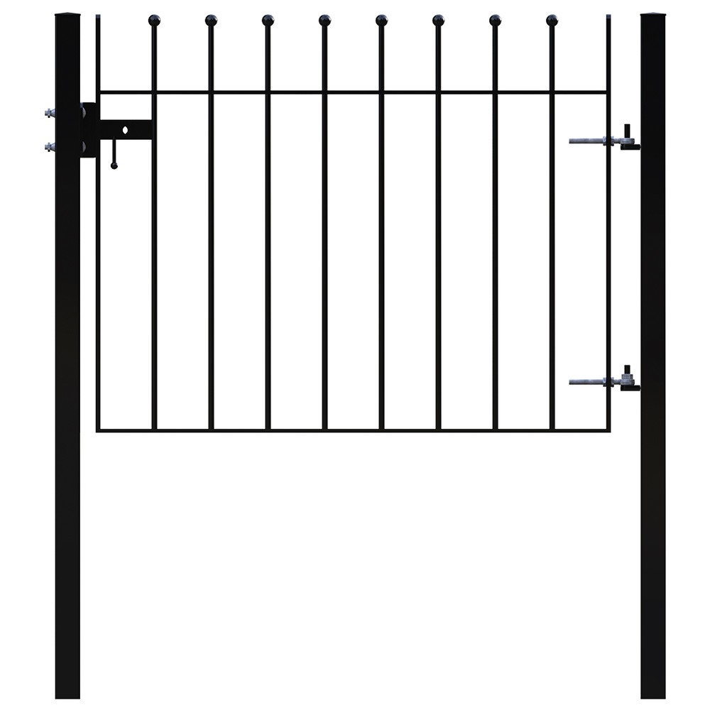 Powder Coated Black Single Leaf Sphere Top Gate H 1200 x W 1100 x 12mm Bar - Concrete In