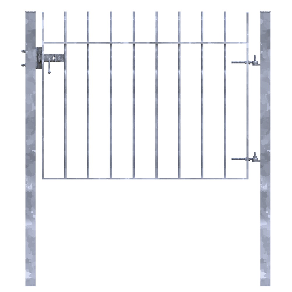 Galvanised Single Leaf Vertical Bar Gate H 900 x W 1100 x 12mm Bar - Concrete In