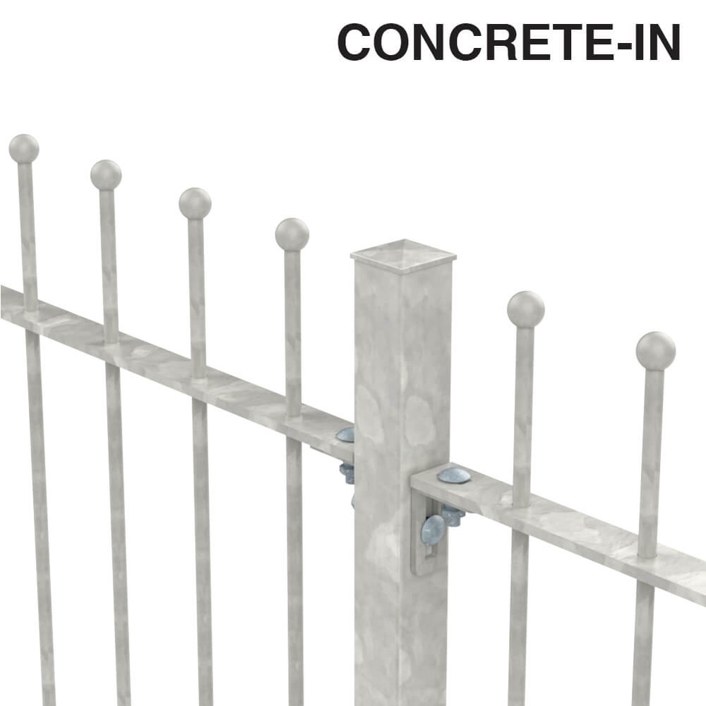 Galvanised Sphere Top Fence H 900 x 12mm Bar Per Metre - Concrete In