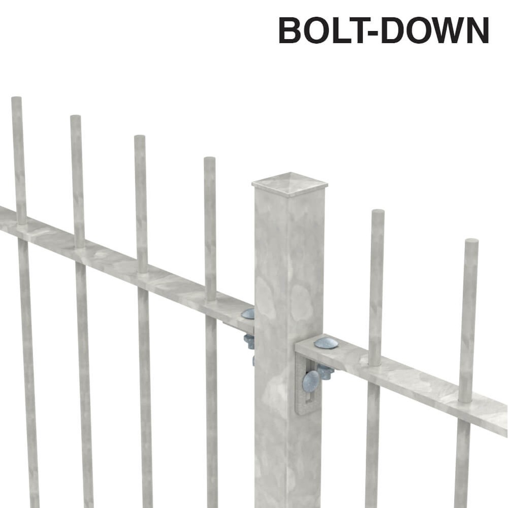 Galvanised Vertical Bar Fence H 1200 x 12mm Bar Per Metre - Bolt Down